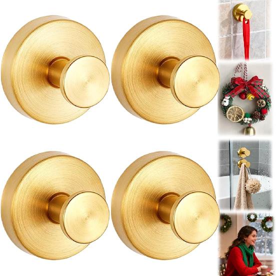 Suction Cup Hooks Removable Shower Hooks, 4Pcs Metal Towel Hooks for Bathroom Window Glass Wall Door Can Hang Various Towels Bath Towels Keycha,