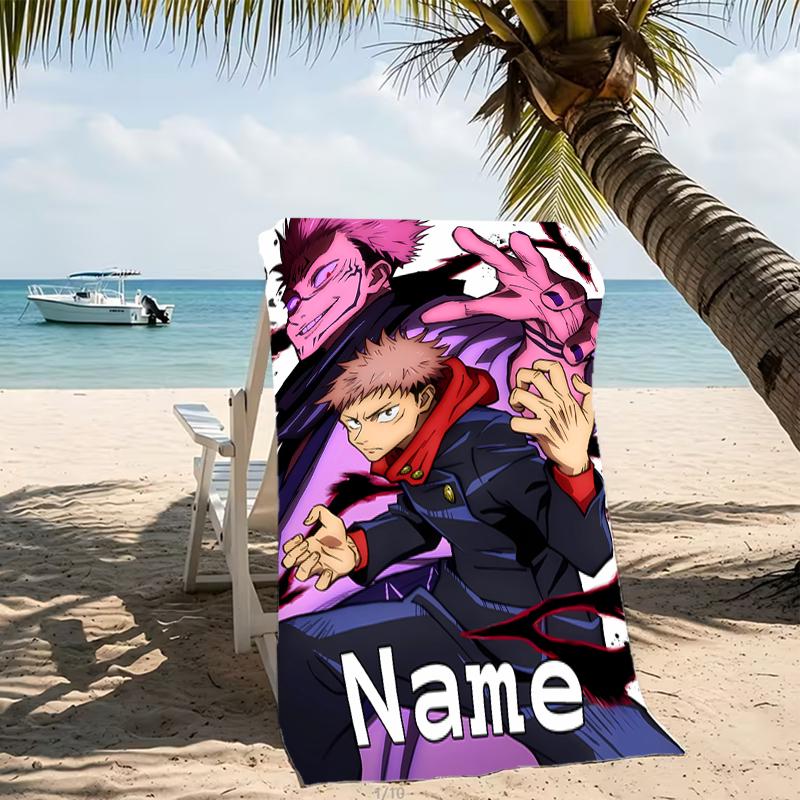 Customizable personalized beach towels Jujutsu Kaisen Sukuna and Tiger Staff themed designs.Suitable for the beach, yoga, sports;ideal as beach access