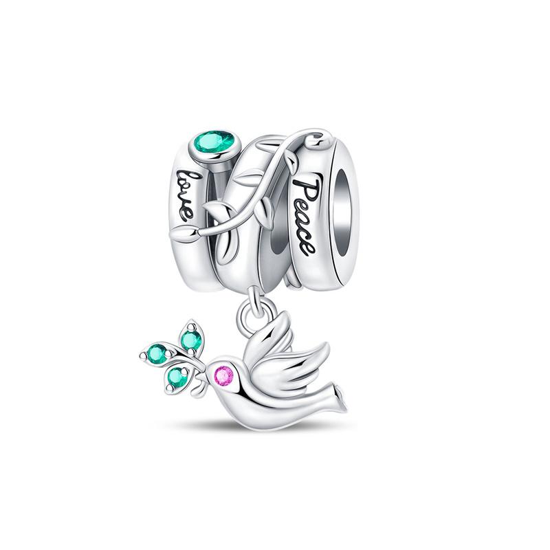 Original Copper-Plated Angel Of Peace And Hope Pendant Fit Pan Snake Bone Bracelet Diy Bead Women Jewelry Birthday Gift