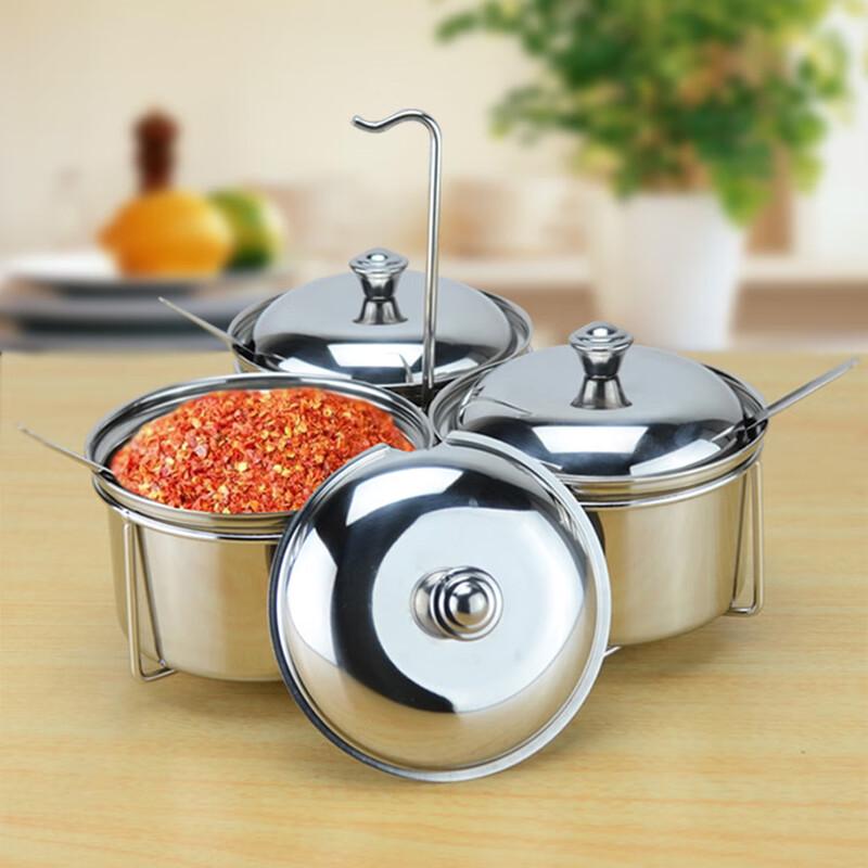 WY Aiqiyi Stainless Steel Round Seasoning Jar Set with Spoons 300ml
