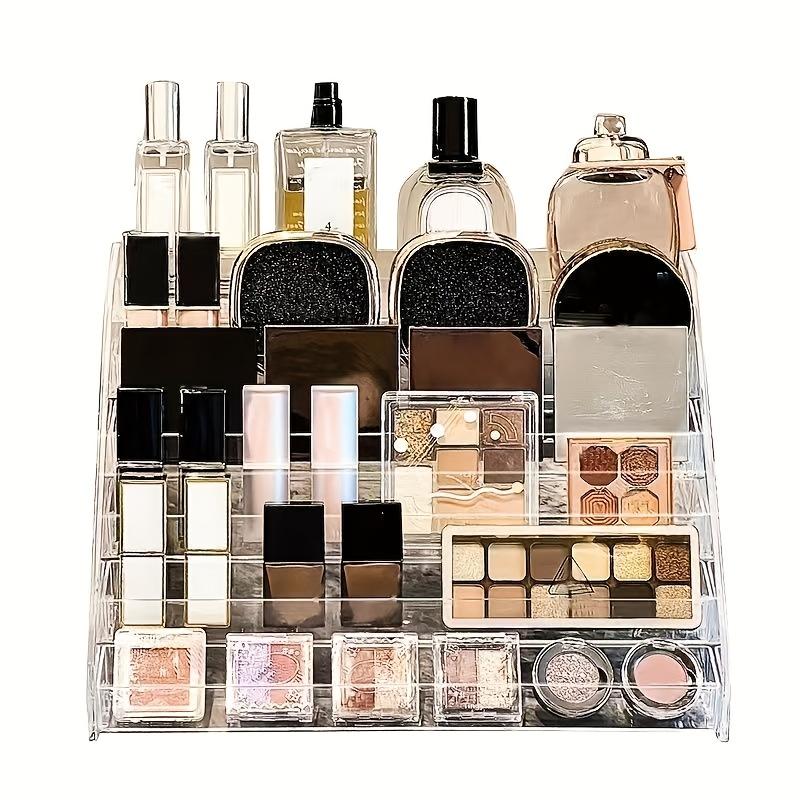 Clear Acrylic Multilayer Perfume Organizer | Compact Countertop Display for Dresser, No Power Required, 27 Inches Height, 3.2 Cubic Feet Capacity
