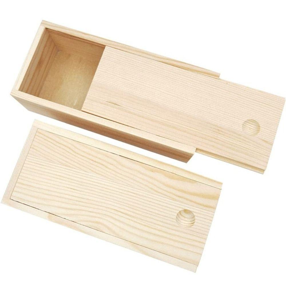 Blank Pine Pull-out Box Natural Case Slide Jewelry Case Collection Wood Storage Box  DIY Case