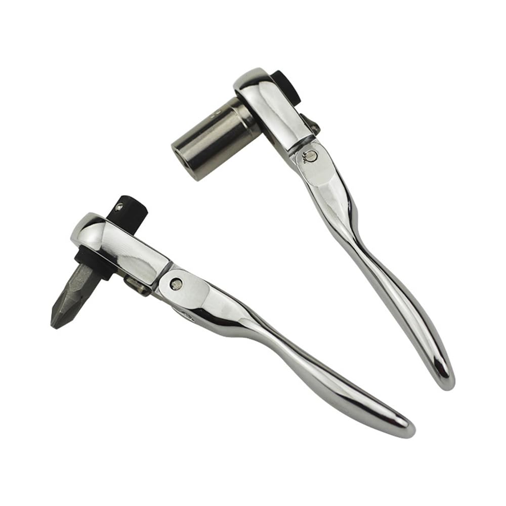 Ratchet Mini Inch Ratchet Reversible Chrome Vanadium Steel Ratchet with Dual Head for Socket and Bit for Tight Spaces Wrench, 1/4 Wrench, 72-Tooth