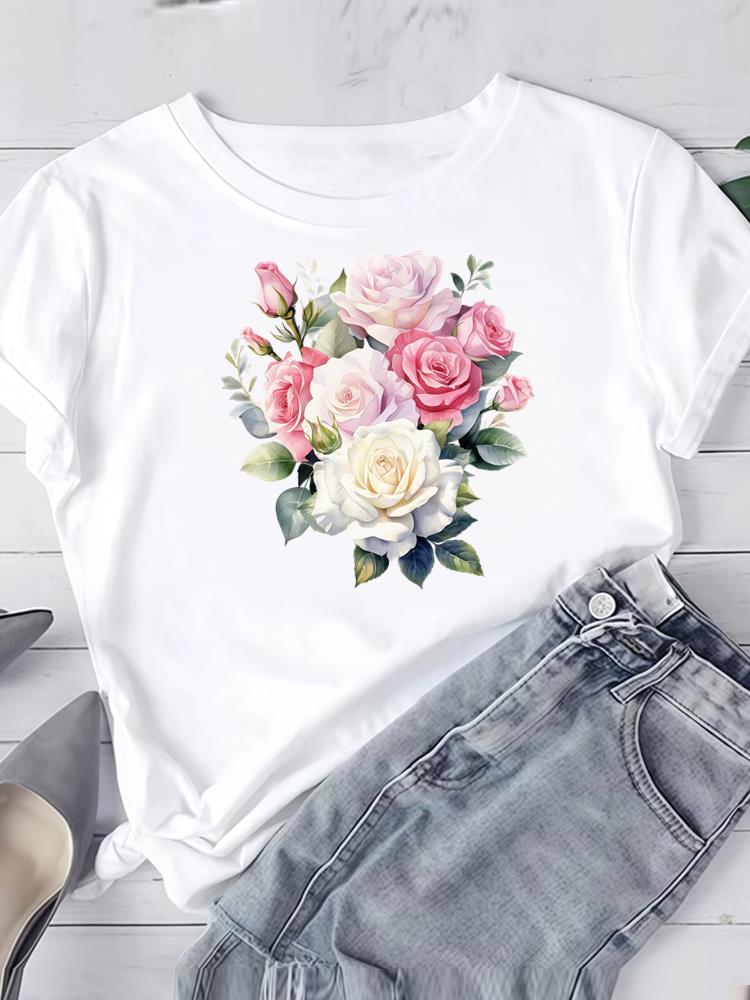 (Asian Size) trend lovely style Short Sleeve Tee Clothing T Shirt Woman Women Fashion Top Print Female Graphic T-shirts