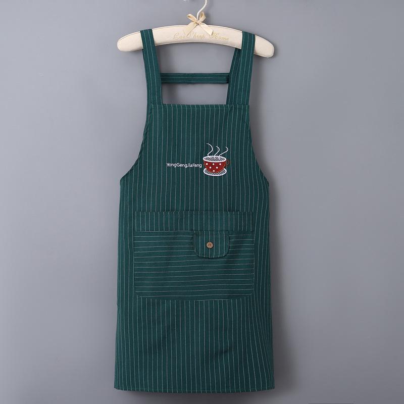 Moderní bavlněná kuchařská zástěra bez rukávů s výšivkou - Odolná proti oleji a skvrnám, Ochrana s dlouhým rukávem pro domácí použití