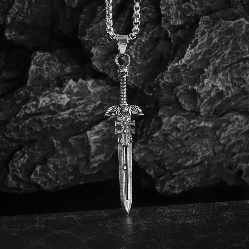 Hot Selling Accessories Big Sword Pendant Men's Punk Style Hip Hop Necklace Statement Accessories Necklace
