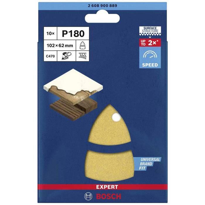 Bosch Accessories EXPERT C470 2608900889 Papier abrasif pour ponceuse vibrante perforé Grain 180 (L x l) 102 mm x 93 mm