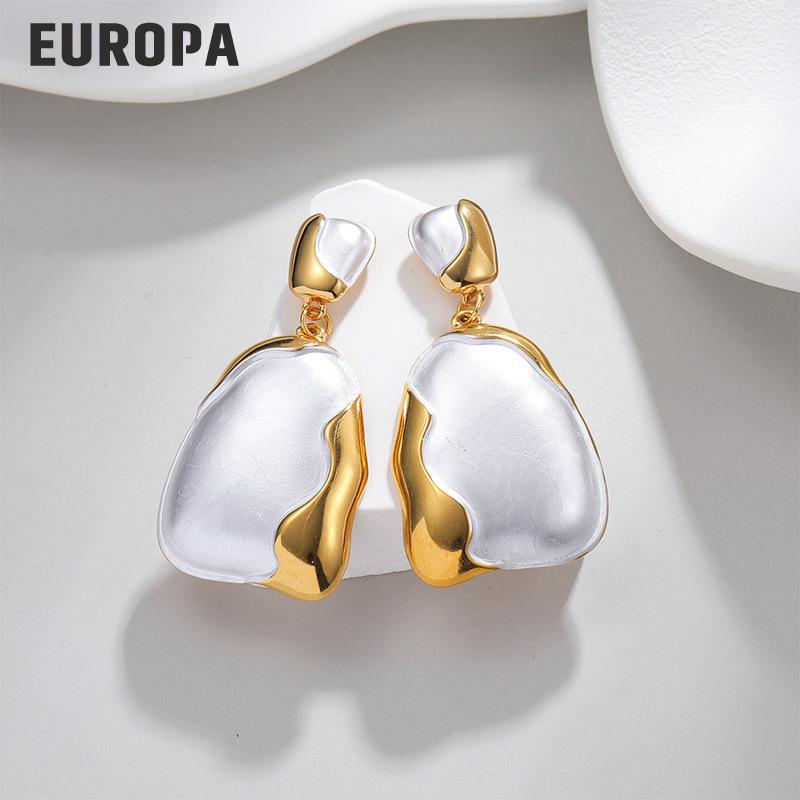 Xiaohongshu Top-Selling Geometric Enamel Color Block Earrings: Fashionable High-End Stainless Steel Jewelry for New Year