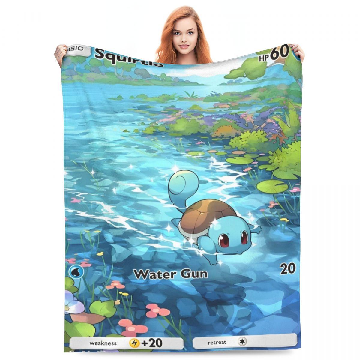 

Pokemon Anime Card Squirtle Warm Soft Blanket Travel Office Plush Throw Blanket Street Trend Couch Bed Flannel Bedspread 30x40in