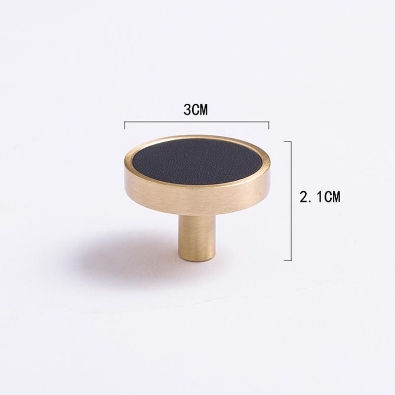 Nordic Style Simple PU Leather + Brass Door Drawer Double Hole Cabinet Handle Kitchen Cupboard Door Pulls Furniture Handle