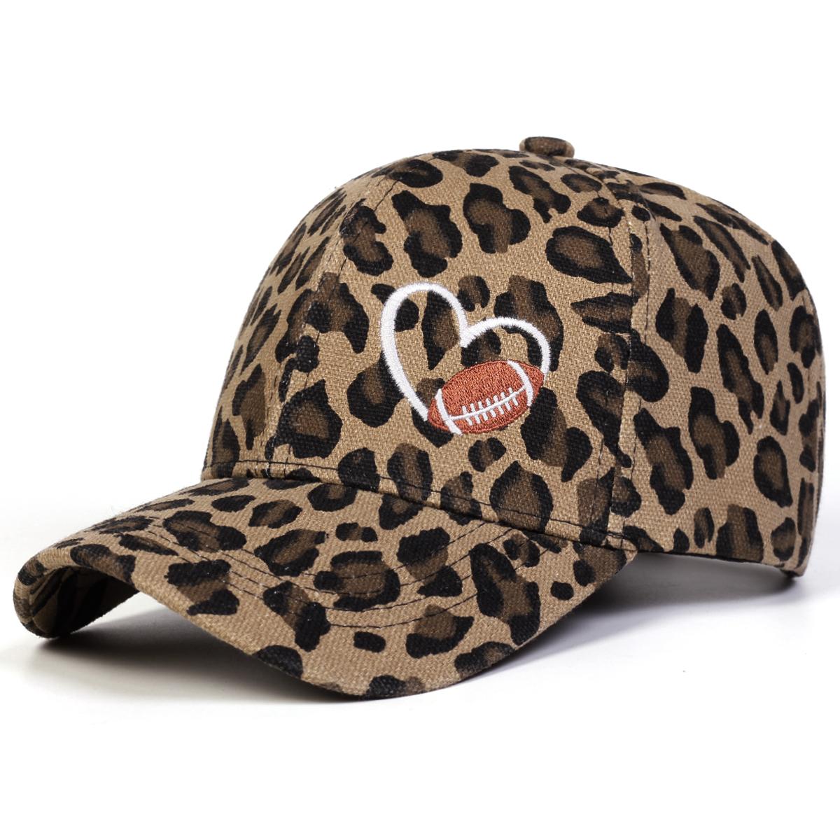 

Unisex Love Embroidery leopard print Baseball Caps Spring Autumn Outdoor Adjustable Casual Hats Sunscreen Hat Sports Cap коричневый