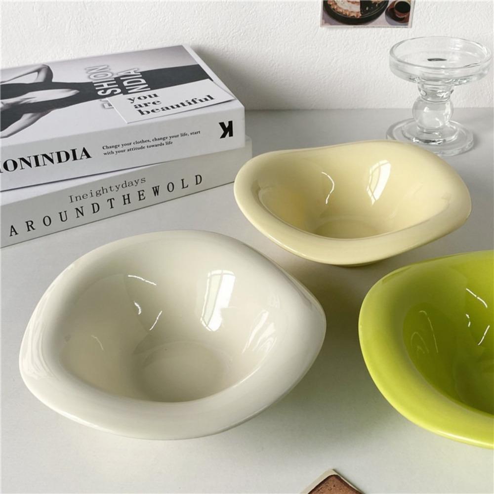Solid Color Dessert Bowl Irregular Fruit Bowl Creative Wavy Salad Bowl  Afternoon Tea