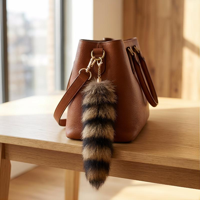 Portachiavi Coda Peluche Coda di Procione Pelosa Portachiavi Coda di Animale Portachiavi Pompon Portachiavi Decorazione Borsa