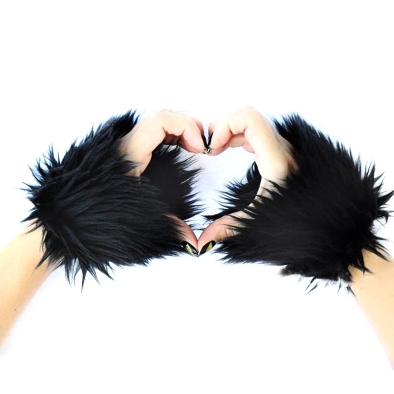 Winter Warm Women Arm Warmer Faux Furs Soft Elastic Wrist Cuff Plush Arm Warmer 1