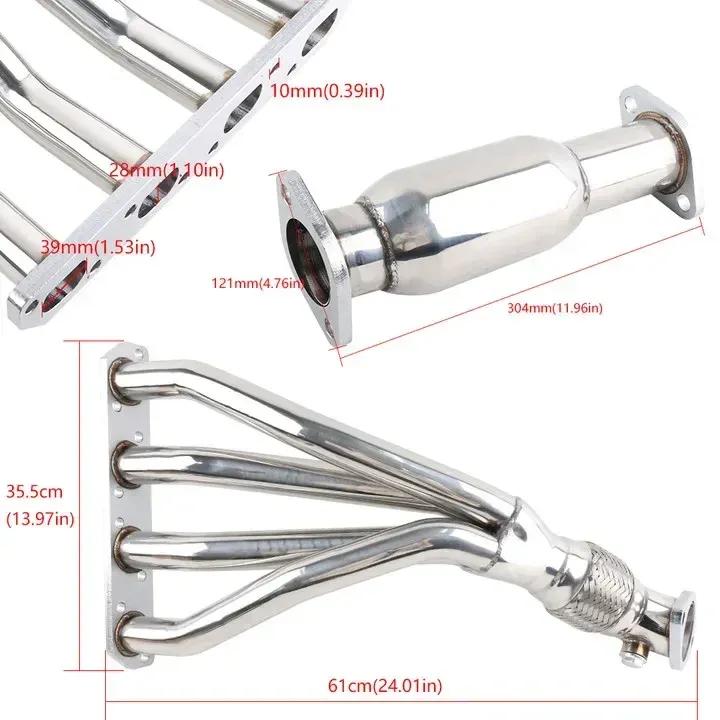Exhaust Manifolds For BMW Mini Cooper Base S R50 R52 R53 1.6L Engine Silver Long Tube Exhaust Pipe Modification Stainless Steel