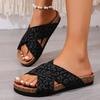 Fashion Fashion Leopard Print Cross Band Slippers Women 2025 Summer Plus Size Platform Sandals Woman Non Slip Beach Flip Flops Female 43