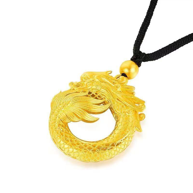 Beautiful Sand Gold Dragon Pendant: Unisex Peace Buckle Ornament