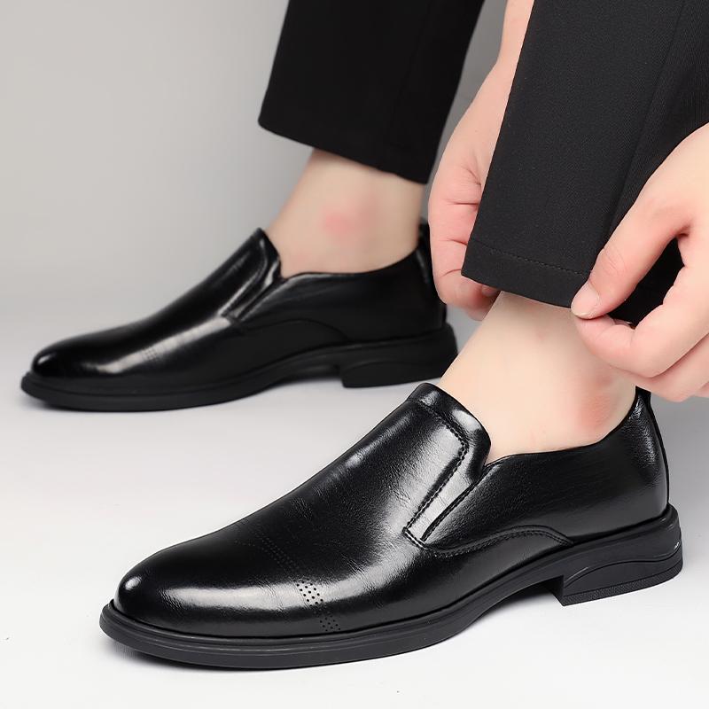 FashionHigh Quality Brand Men's Genuine Leather Shoes Glossy Business Shoes Men's Conference Formal Shoes Casual Loafers for men