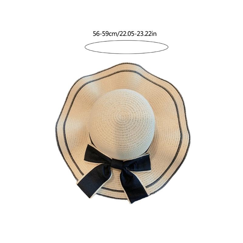 Elegant Ribbon Bow Straw Hat Handwoven Breathable Elegant Bowknot Belt Hat Holiday Vacation Hat Western Sun Hat