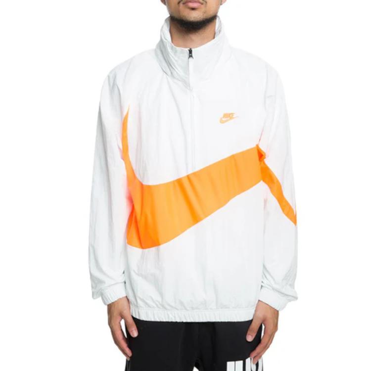Nike Jackets Men's White Orange Stand Collar Moderate Other AJ1404-123