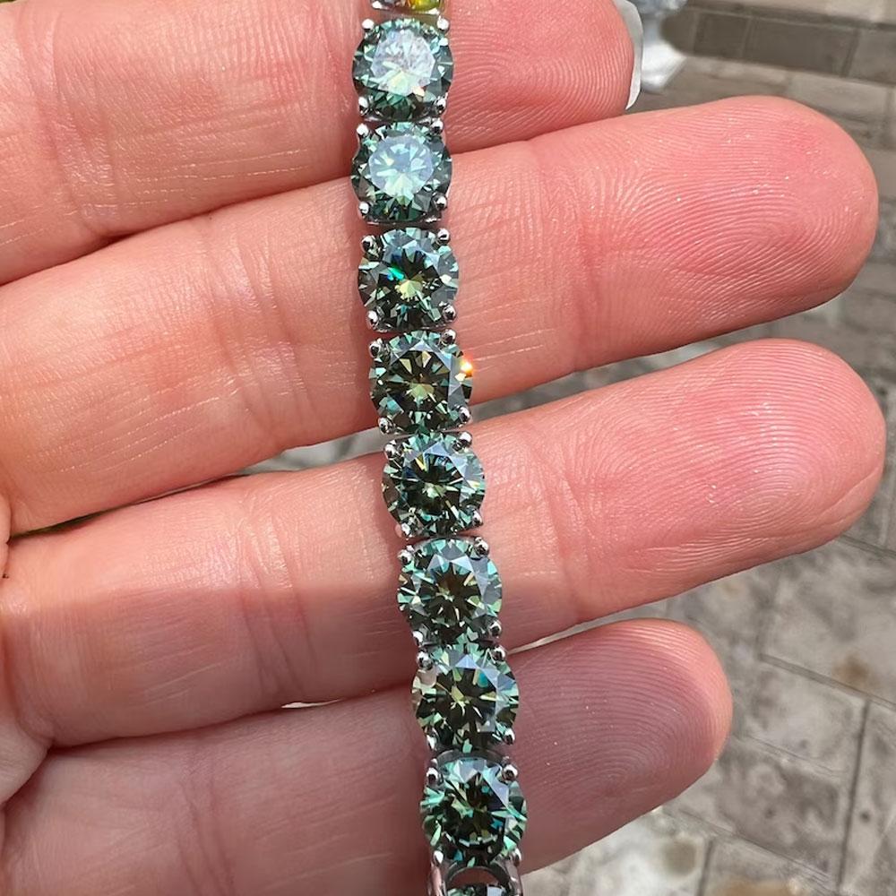 Bracelets Tennis Moissanite Verte Originaux pour Femmes Hommes Diamant de Laboratoire avec GRA Bijoux de Mariage Bracelet en Argent 925