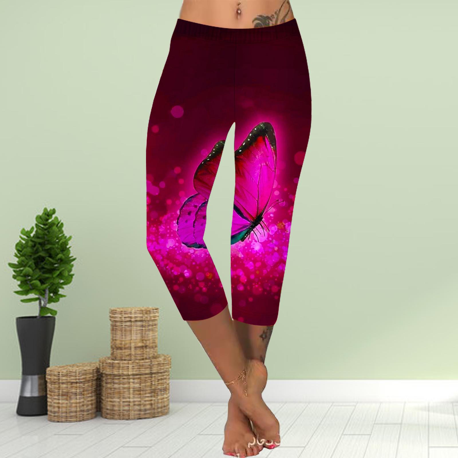 

Брюки, летние короткие леггинсы, укороченные узкие брюки, леггинсы больших размеров, женские тонкие брюки с 3D синим принтом бабочки M