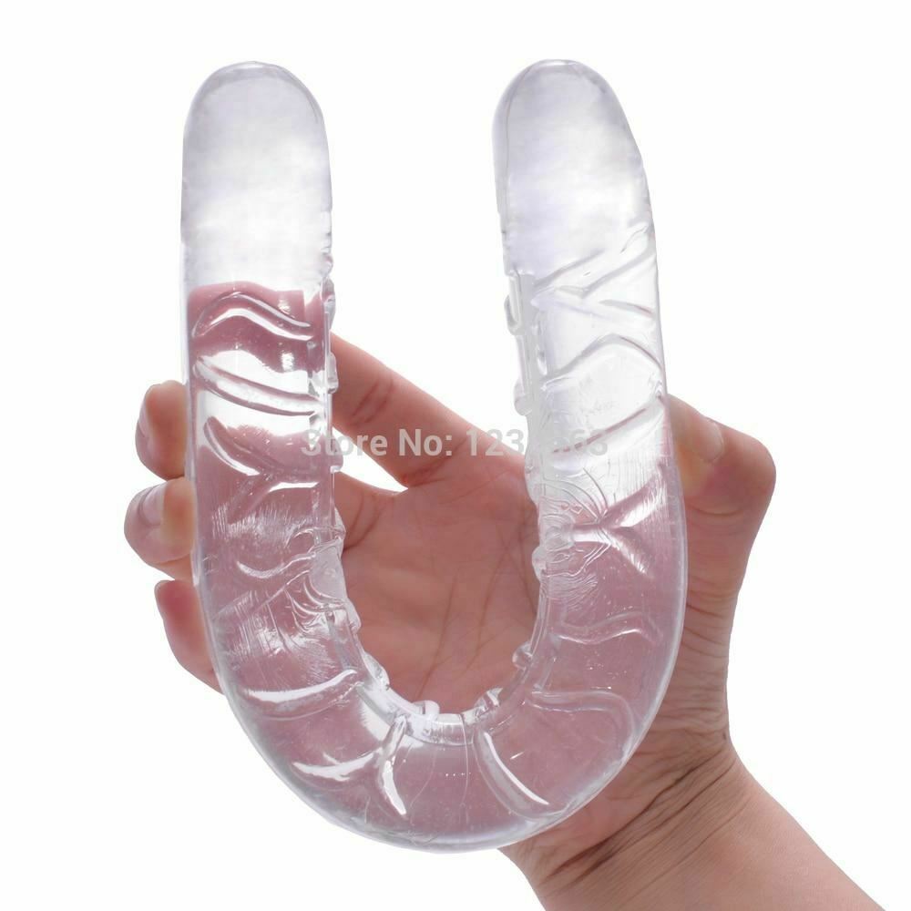 Double Ended Dildo Transparent Clear Jelly Two Head Dong Couple Double Ended Dildos