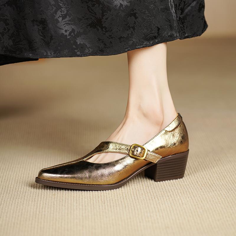 Modne czółenka z prawdziwej skóry Kobiety 2025 Nowy Przybycie Wygodne Damskie Wiosenne Mary Jane Wysoki Obcas Buty Casual Czółenka Wysokie Obcasy Kobiety
