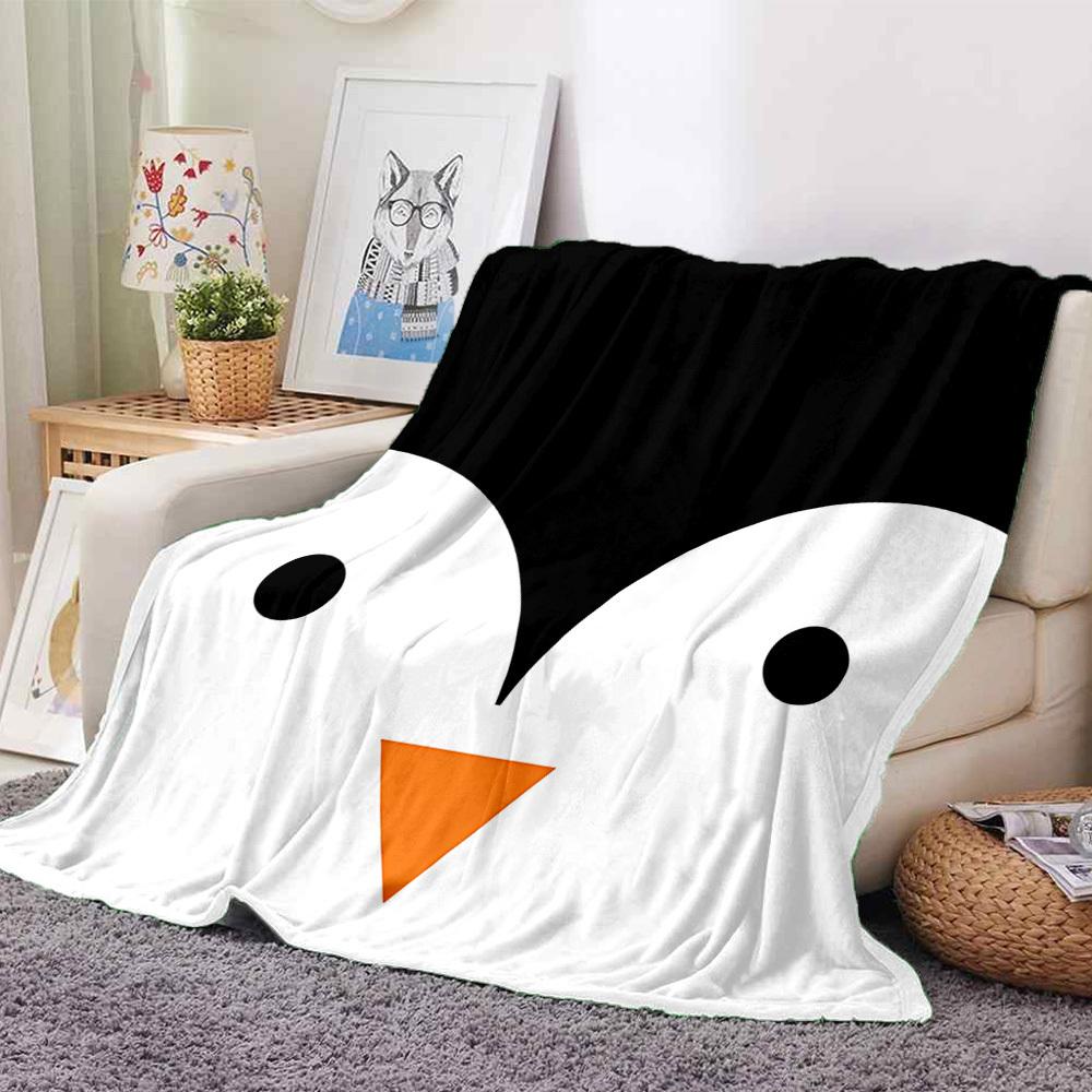 

1pc Black White Penguin Blanket, Lightweight Flannel Blanket for Sofa, Bed, Travel, Camping, Living Room, Office,016 130cmx150cm