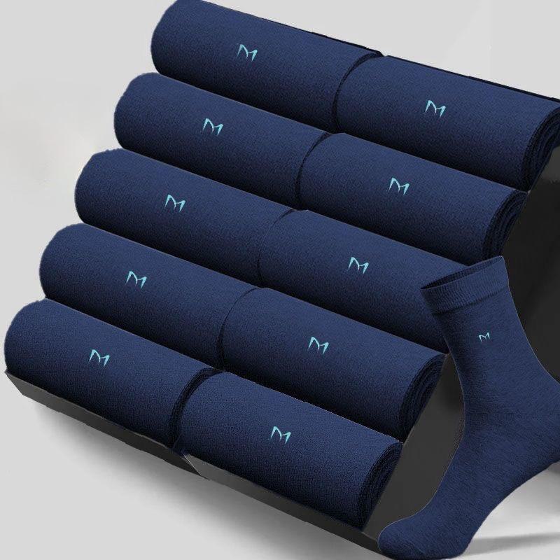 Men's Cotton Socks: Deodorant, Sweat-Absorbent, Lightweight, Year-Round Business & Sports Style, Versatile Mid-Tube Design