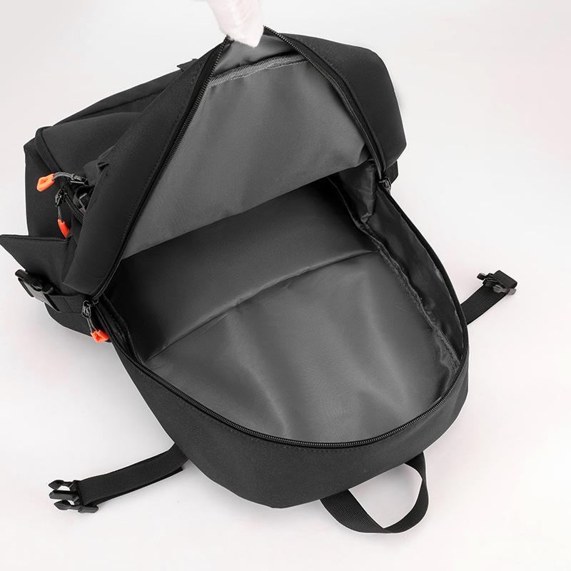 School Bag Large Capacity Multi-compartment Casual Versatile Simple Solid Color Waterproof Junior High School Students