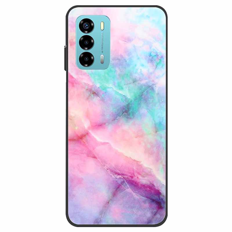 Custodia per ZTE Blade V40 Vita Fiore Marmo Nero Paraurti Morbido TPU Silicone Cover per ZTE V 40 Vita / Blade V40 Vita Custodie per Telefono