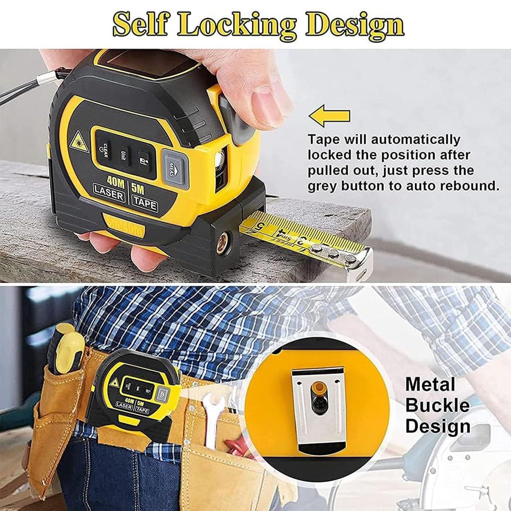 Laser Tape Measure Handheld Electronic Digital Tape Measure Data Storage Self Locking Easy To Operate for Accurate Measuring