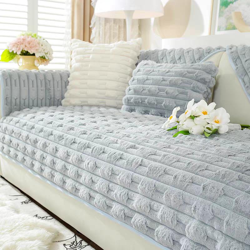 Зимний бамбуковый кролик плюшевая подушка для дивана утолщенный противоскользящий чехол — фото 10