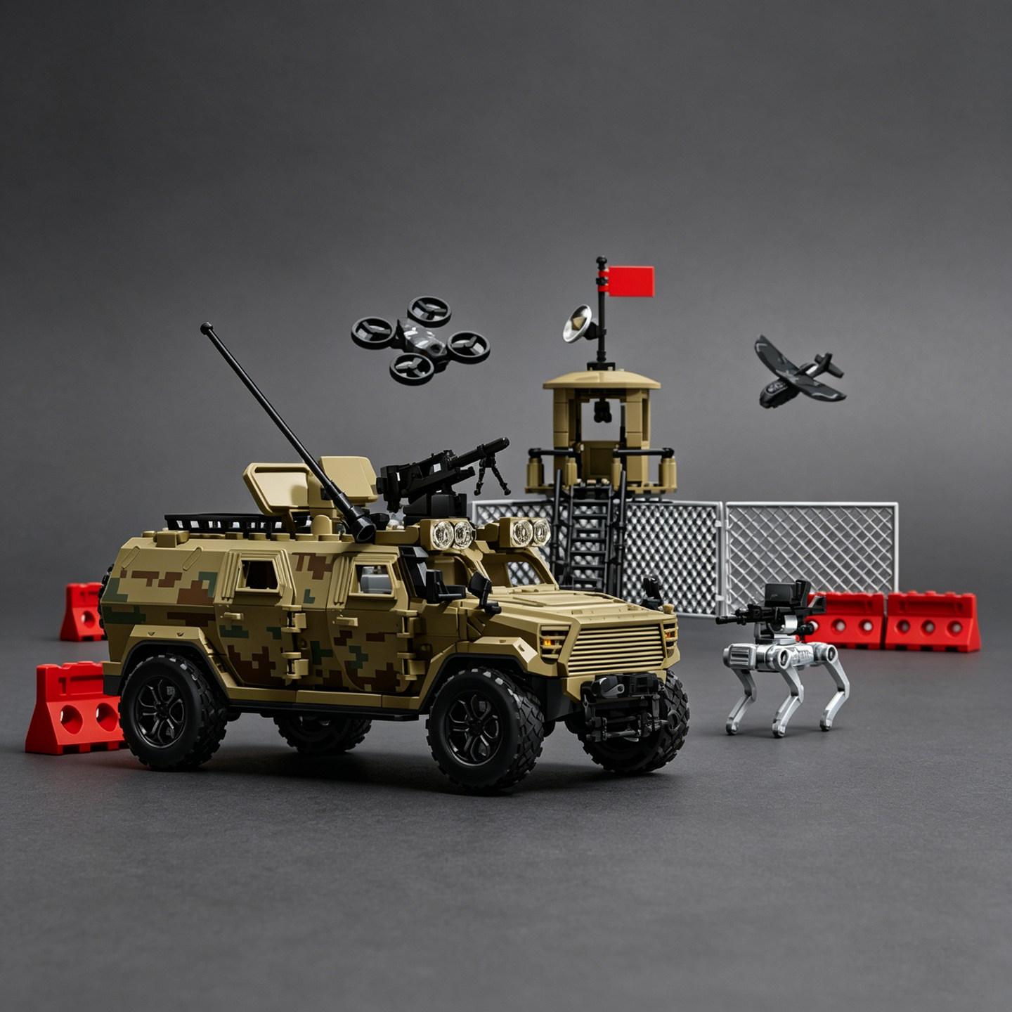 City Police Military Observation Post Building Blocks Educational Toy for Boys Base Scene Model Mangs Armored Vehicle NO BOX