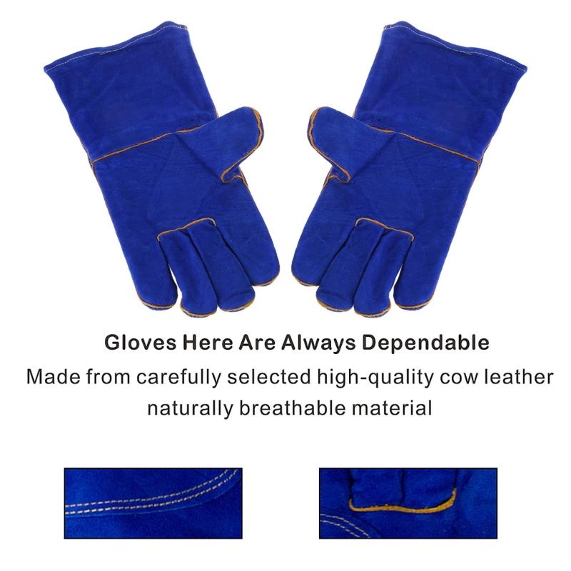 Leather Welding Gloves Heat/Fire Resistant Perfect for Gardening/Oven/Grill/Mig/Fireplace/Stove/Pot Holder/ Tig Welder