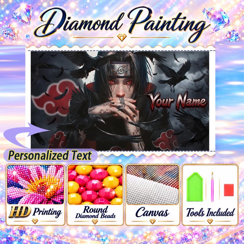 Personalized Itachi Uchiha Diamond Art Custom Name 5D Diamond Painting Full Drill DIY Craft