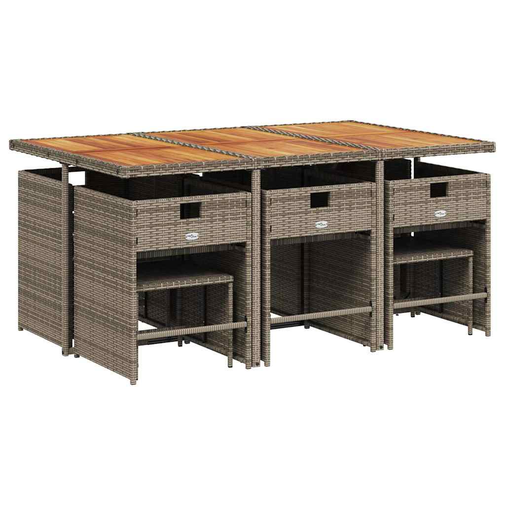 Vidaxl 11-Cz. Garden Furniture Set, With Cushions, Grey PE Rattan