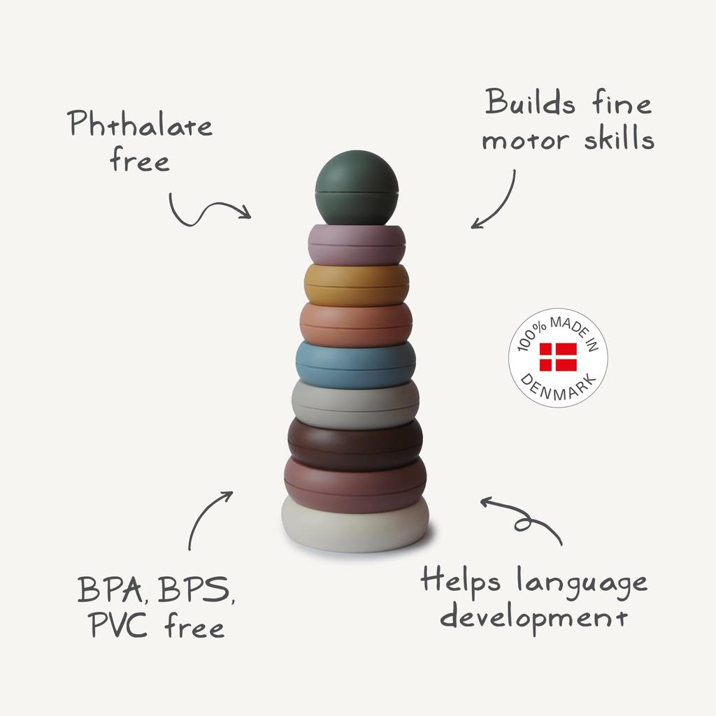 Mushie Ring Tower (original) Educational Toy, Baby Toy, Nordic Design, Christmas Gift, Birthday Gift, Pretend Play Baby Gift, Baby Shower Gift