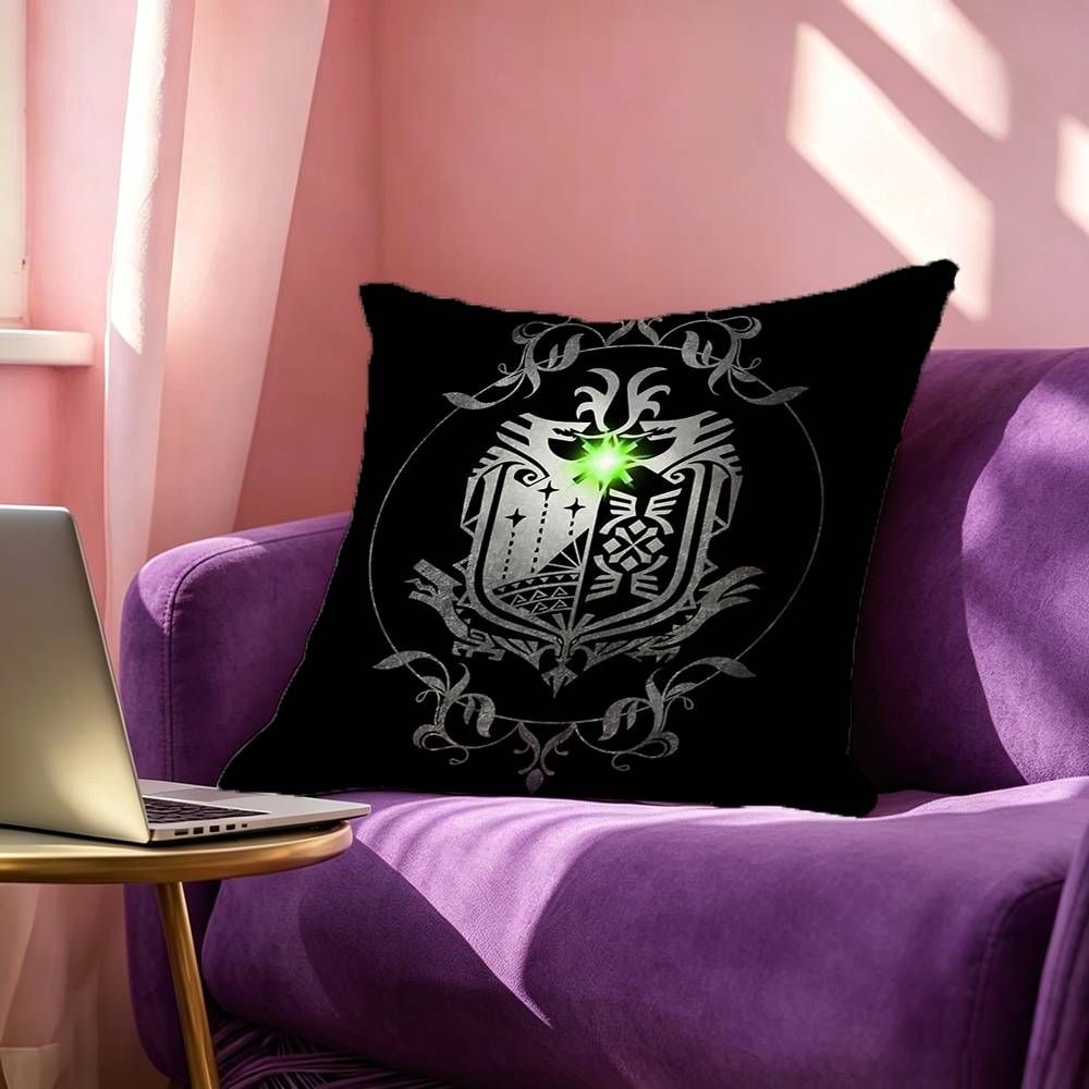 Game MMonsterHunter Square DoubleSided printed Pillow Case Bedroom Bedside Pillow Sofa Cushion Cover