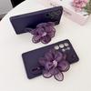Luxury Dark Purple Ice Velvet Flower Case with Wrist Strap for Samsung S22FE & S23ULTRA