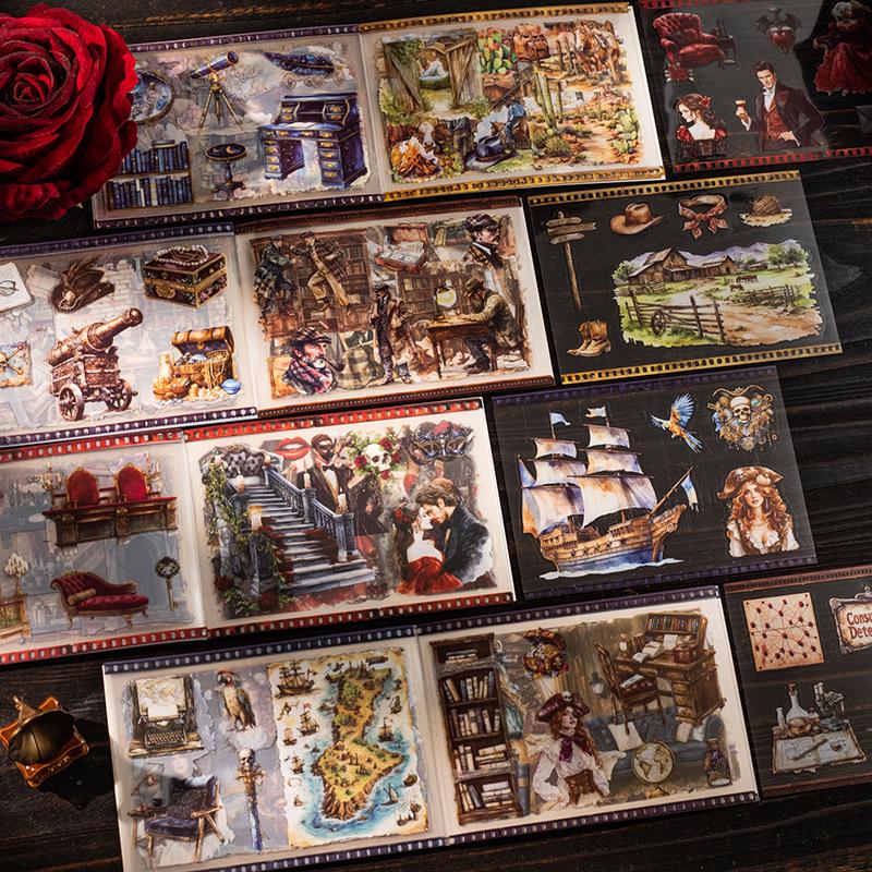 European Theatre Retro Sticker Book: 20 Pcs Journal Collage, 4 Styles - A Beautiful Day Theme.