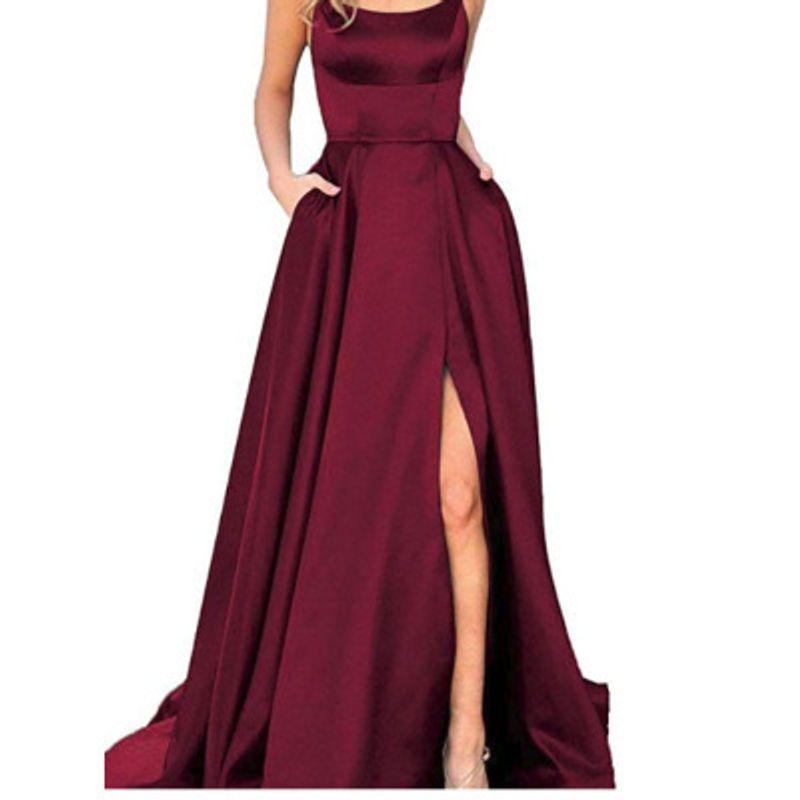 

Sexy Suspender Evening Dress Suspender Waist-Tight Slim Looking Dress Open Back Evening Dress Women s Dress Burgundy XL