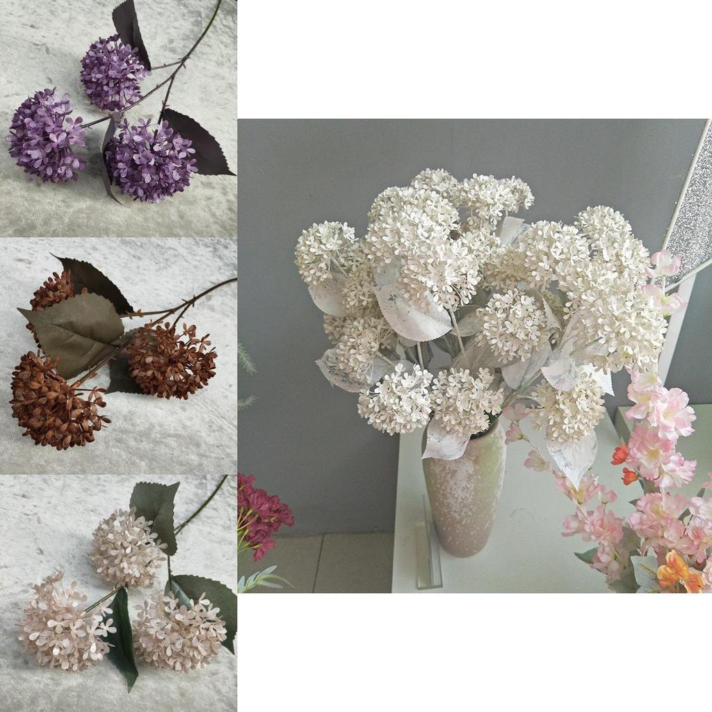 Hydrangea Snowball Artificial Stems Multibranch For Wedding Home Decor Gift