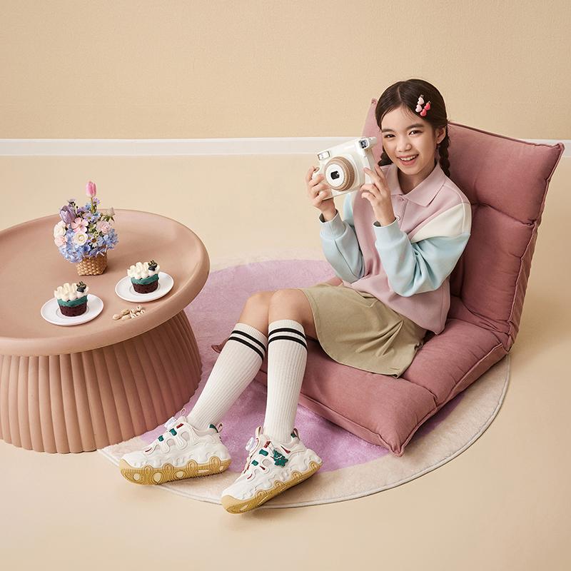 Anta Comfortable Knob Anti-Kick Wear-Resistant Kids Casual Shoes Kids Shoes Gray White A22448829-4