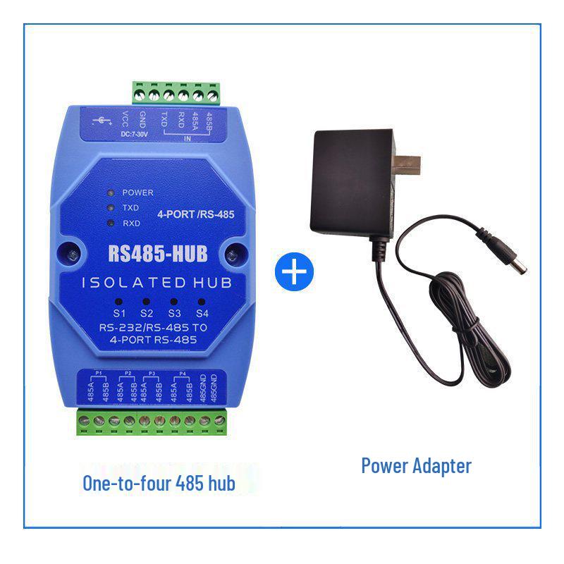 RS485 Industrial Grade 4-Port Hub Repeater with Lightning Protection, Isolated 1-in 4-out Configuration