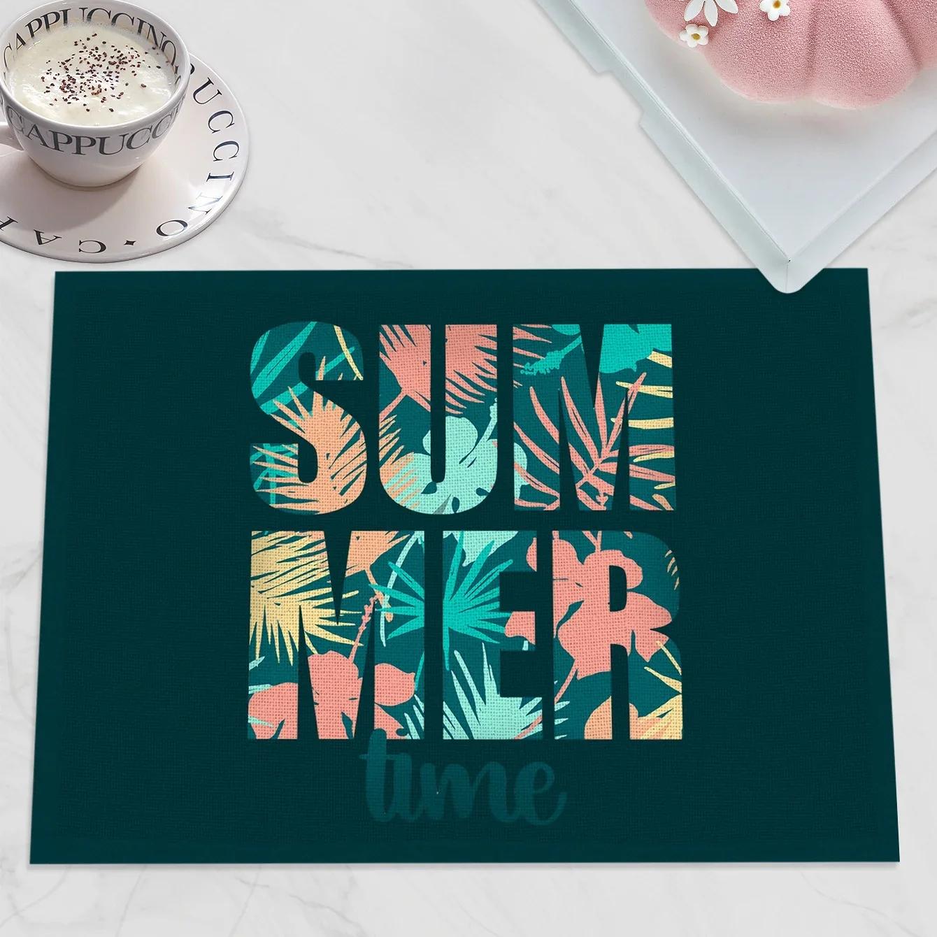 

30X45CM Tropical Rain Forest Design Placemat Table Colorful Summer Theme Individual Tablecloth Jungle Plant Table Linen 1 pcs 30x45cm1pcs