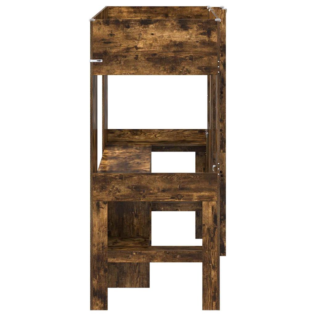 Loft Bed Frame with Desk Smoked Oak