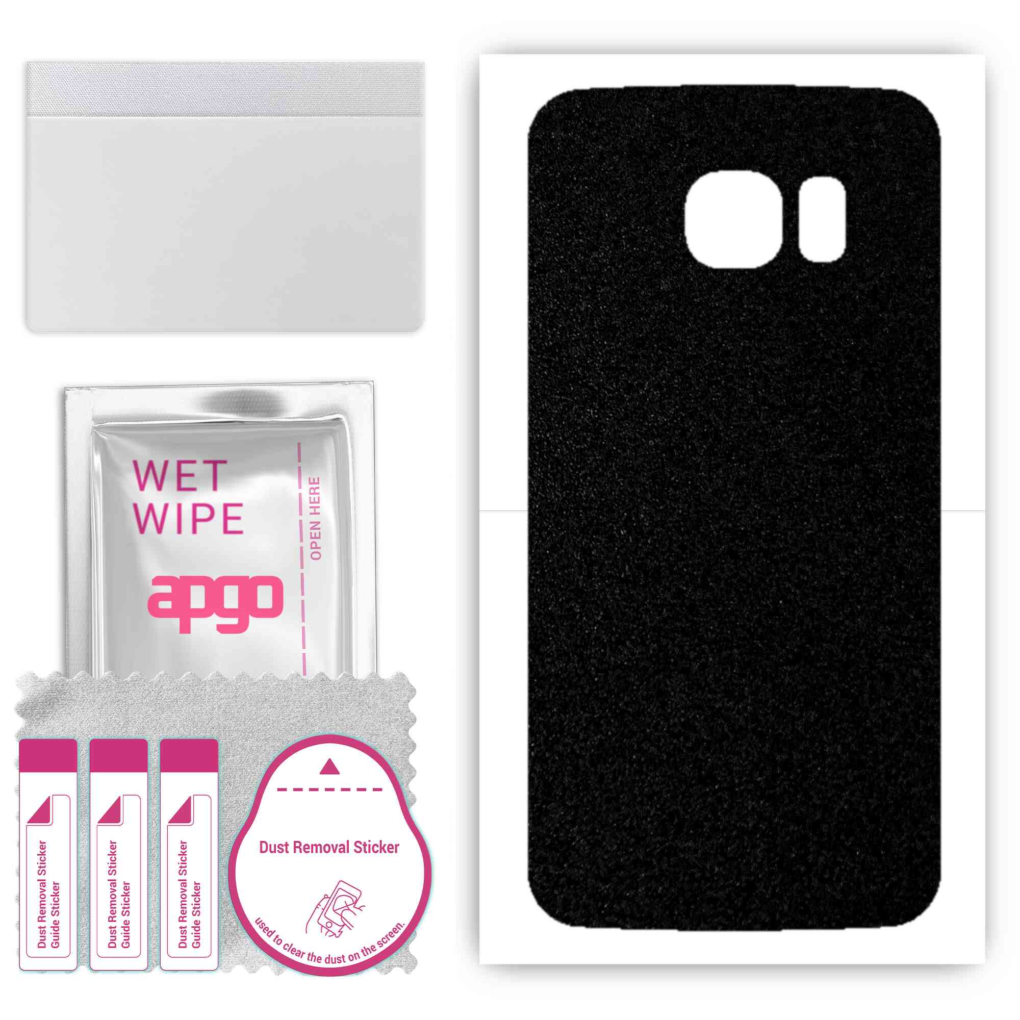 

apgo Protective Skin Sticker for the back compatible with Samsung Galaxy S6 Edge SM-G925F, Wrap Film, Foil, Vinyl - Pattern Matte Black