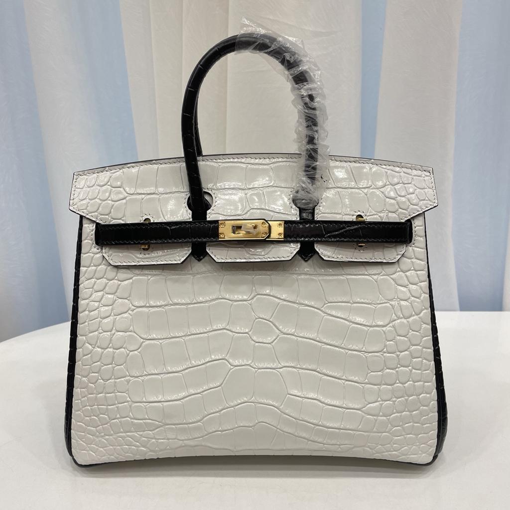 2025 Explosive Color Matching American Crocodile Pattern Platinum 25/30. Full-pair Version Strapless High-end Fashion Portable Women's Bag